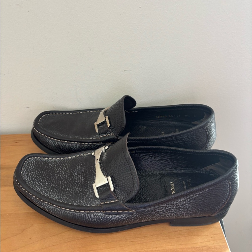 Allen Edmonds Black Leather Bit Loafers with Silver Hardware Sz 8.5 - Picture 2 of 6